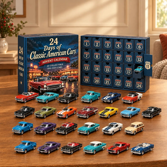 Vehicle Advent Calendar 24 Die-Cast Models Reusable Display Box