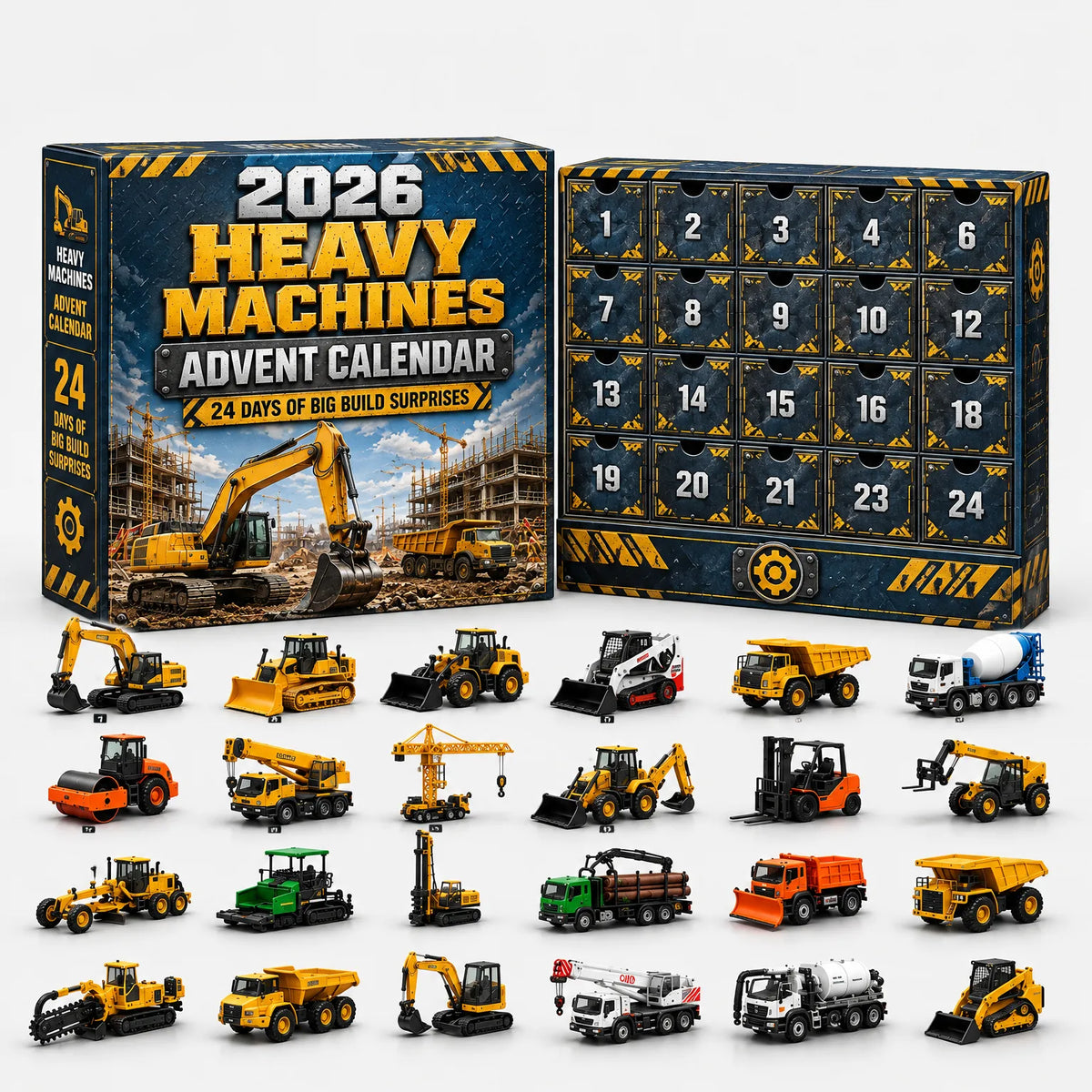 Vehicle Advent Calendar 24 Die-Cast Models Reusable Display Box