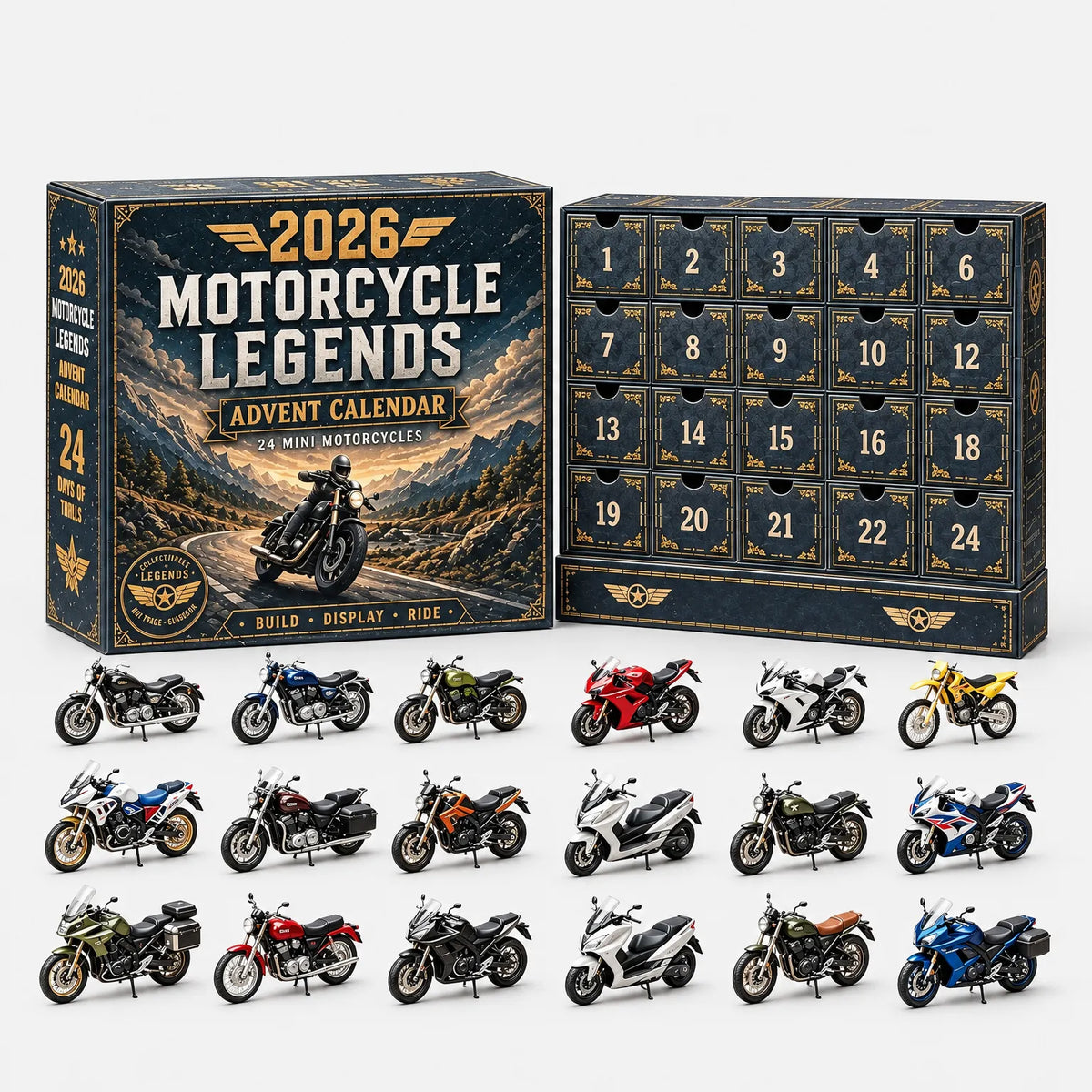 Vehicle Advent Calendar 24 Die-Cast Models Reusable Display Box