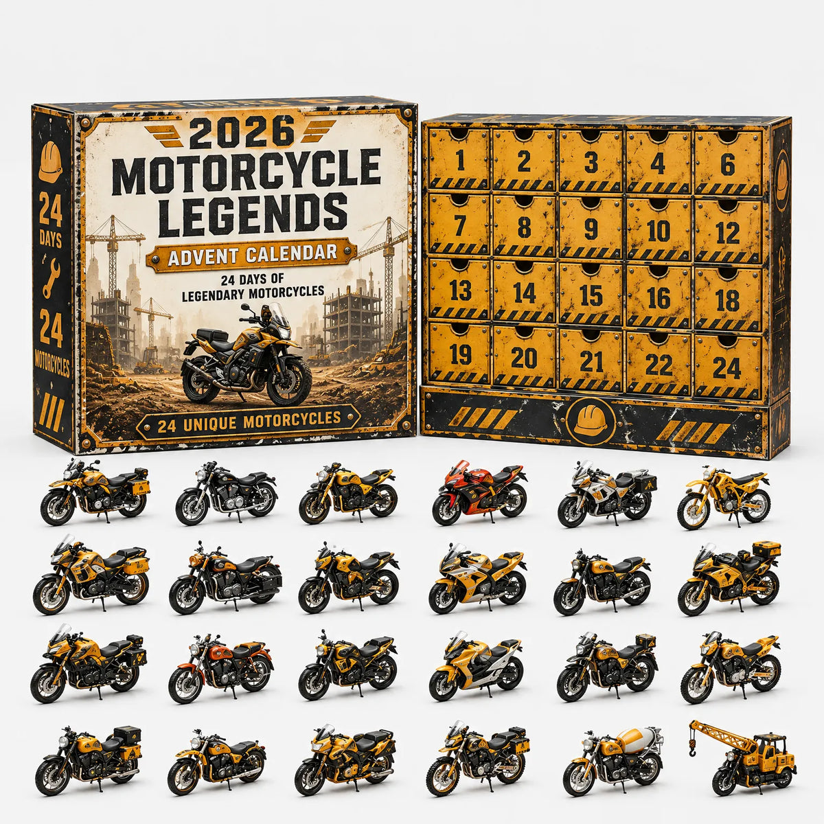Vehicle Advent Calendar 24 Die-Cast Models Reusable Display Box