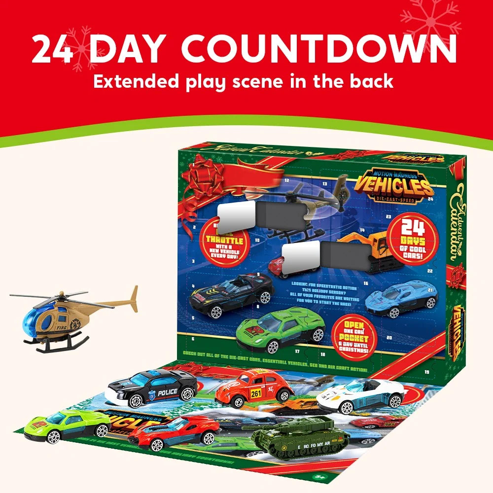 Vehicle Advent Calendar 24 Mini Vehicles Assorted Styles