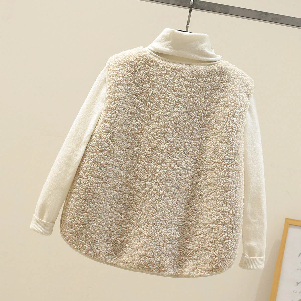 Vest Soft Lamb Fleece Button Front & Pockets
