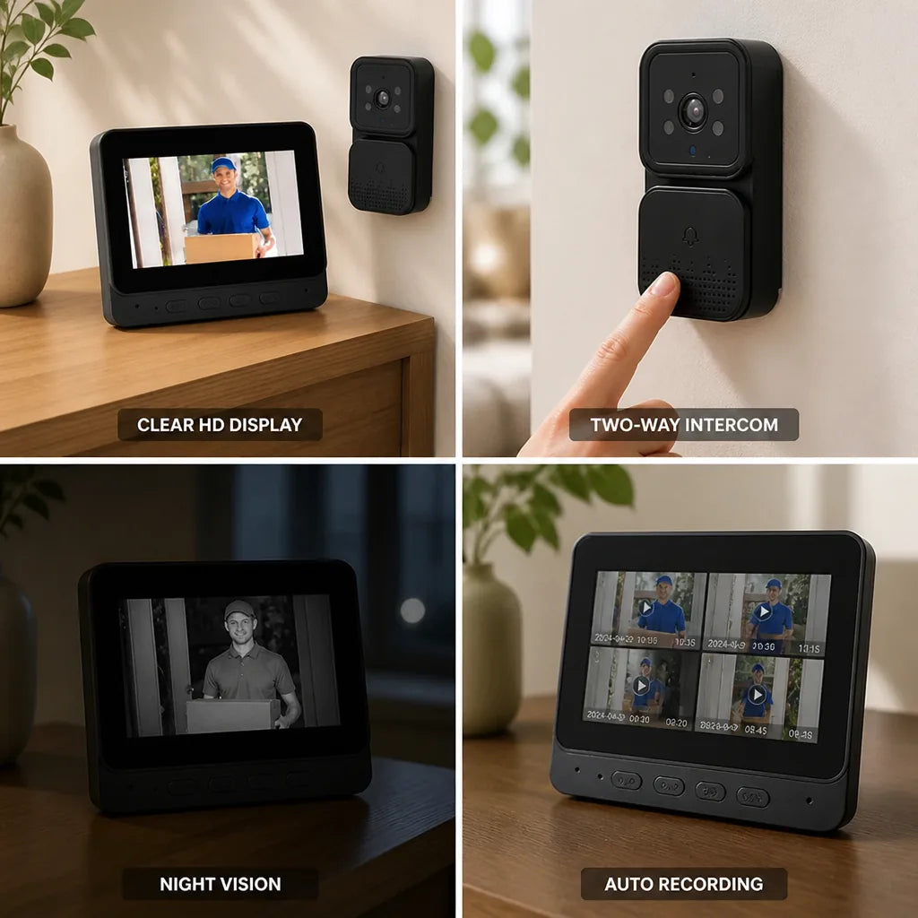 Video Doorbell 4.3-Inch HD Night Vision Two-Way Intercom