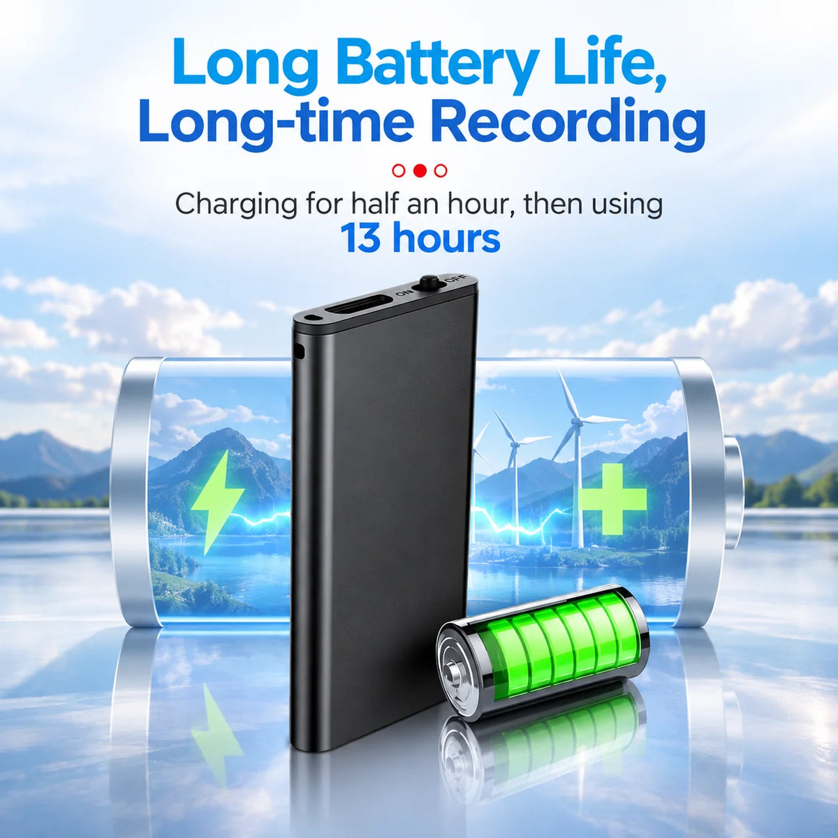 Voice Recorder Voice-Activated & Pocket-Sized 50-Hour Battery