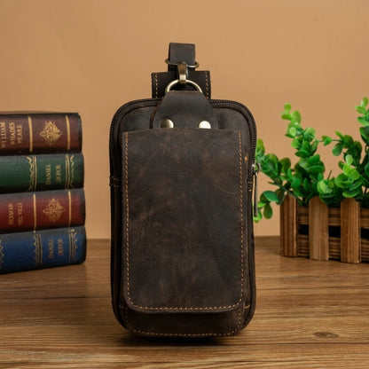 Waist Pack Full-Grain Leather Magnetic Front Flap Adjustable Strap