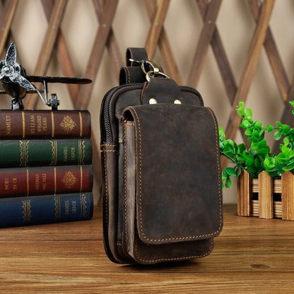 Waist Pack Full-Grain Leather Magnetic Front Flap Adjustable Strap