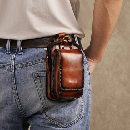 Waist Pack Full-Grain Leather Magnetic Front Flap Adjustable Strap
