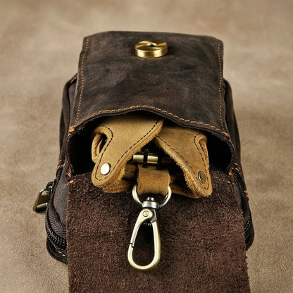 Waist Pack Full-Grain Leather Magnetic Front Flap Adjustable Strap