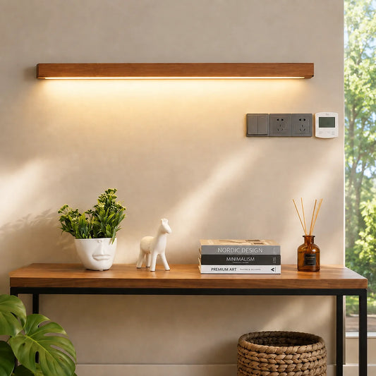 Wall & Ceiling Light Pine Wood Three-Color LED