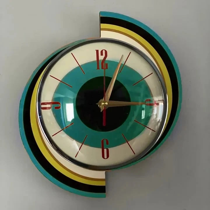 Wall Clock Mid-Century Sunburst Silent Operation