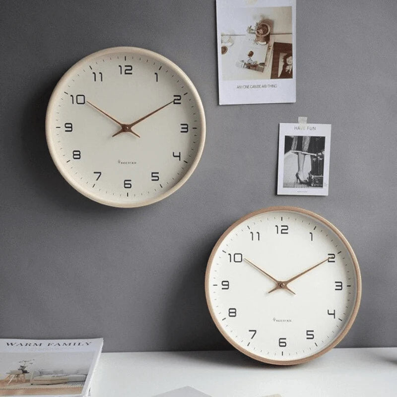 Wall Clock Silent Quartz Movement Minimalist Design 9.45 Inch