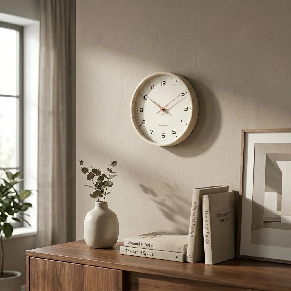 Wall Clock Silent Quartz Movement Minimalist Design 9.45 Inch