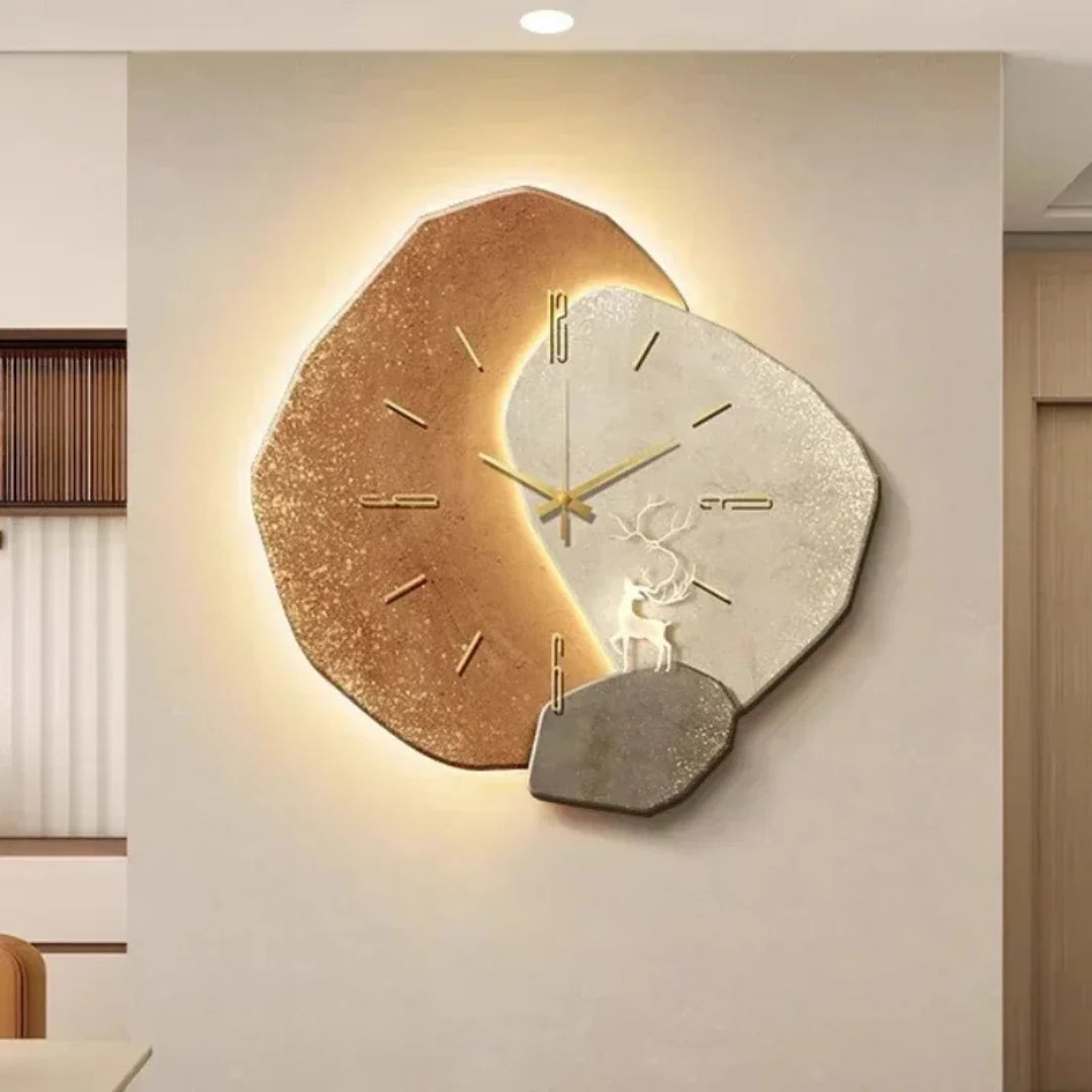 Wall Clock Wooden Silent Quartz LED Backlight