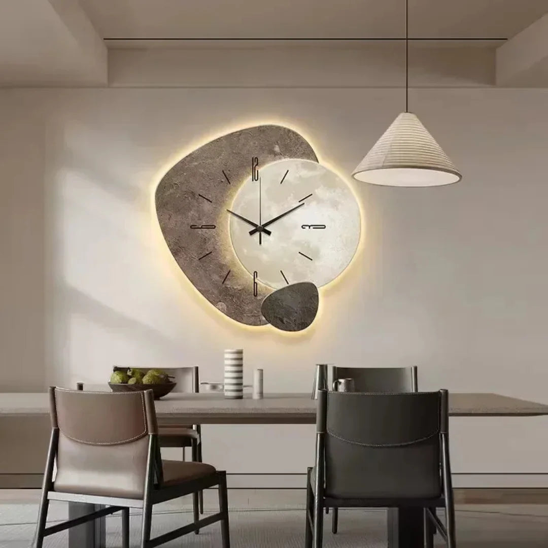Wall Clock Wooden Silent Quartz LED Backlight
