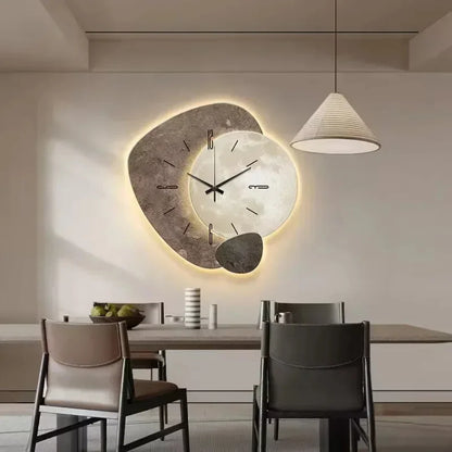 Wall Clock Wooden Silent Quartz LED Backlight