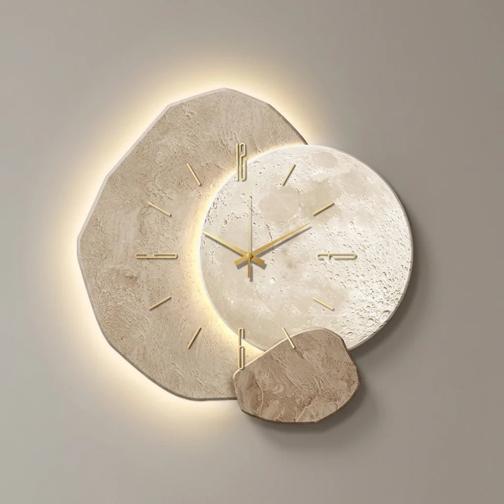 Wall Clock Wooden Silent Quartz LED Backlight