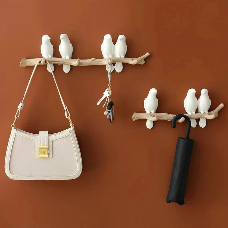Wall Coat Rack Decorative Bird Solid Wood