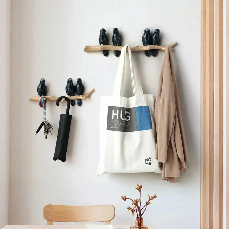 Wall Coat Rack Decorative Bird Solid Wood