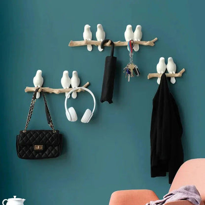 Wall Coat Rack Decorative Bird Solid Wood