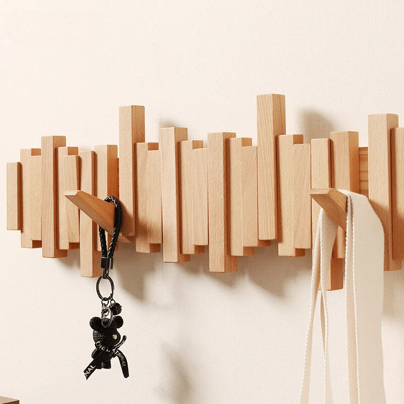 Wall Coat Rack Foldable Hooks & Hidden Mounting