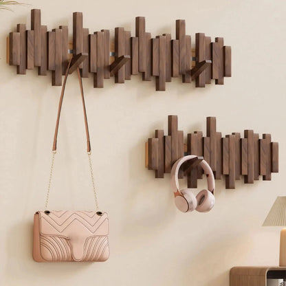 Wall Coat Rack Piano Key Foldable Hooks Solid Wood