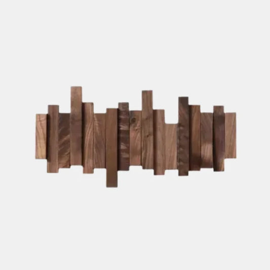 Wall Coat Rack Wooden Fold-Away Hooks Space-Saving