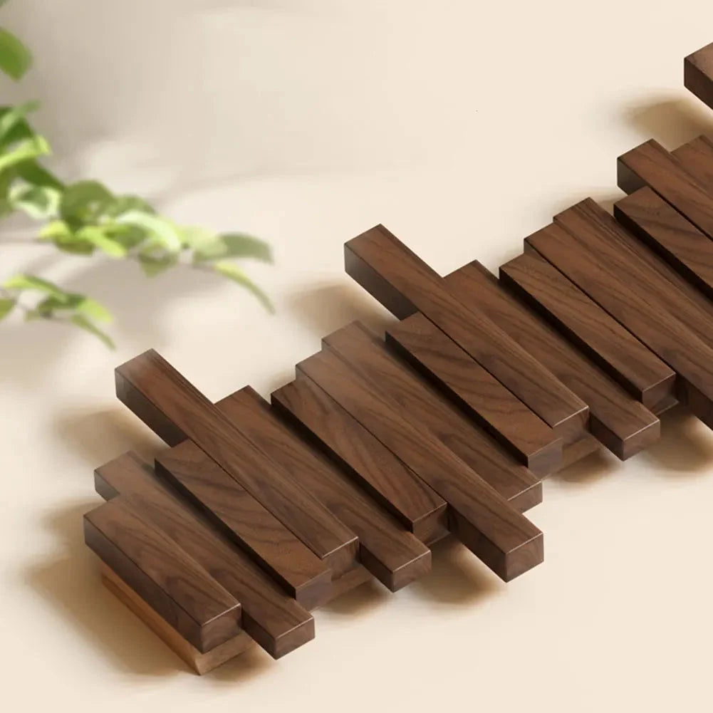Wall Coat Rack Wooden Fold-Away Hooks Space-Saving