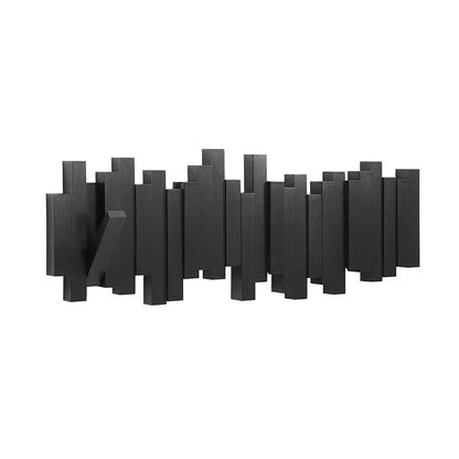 Wall Coat Rack Wooden Fold-Away Hooks Space-Saving