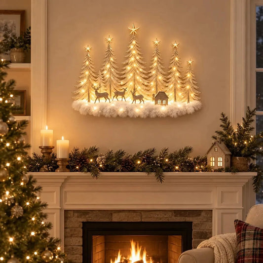 Wall Decor 3D Winter Forest Warm LED Battery-Powered