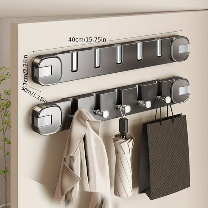 Wall Hook Rack Hidden 5 Hooks Drill-Free Suction Mount