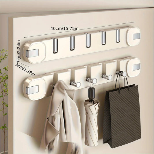 Wall Hook Rack Suction Mount Five Concealed Hooks No-Drill Installation