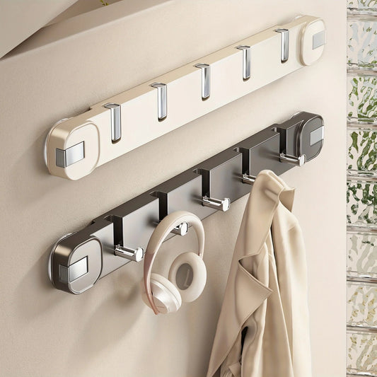Wall Hook Rack Suction Mount Five Concealed Hooks No-Drill Installation