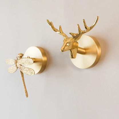 Wall Hook Solid Brass Polished Gold Animal Design