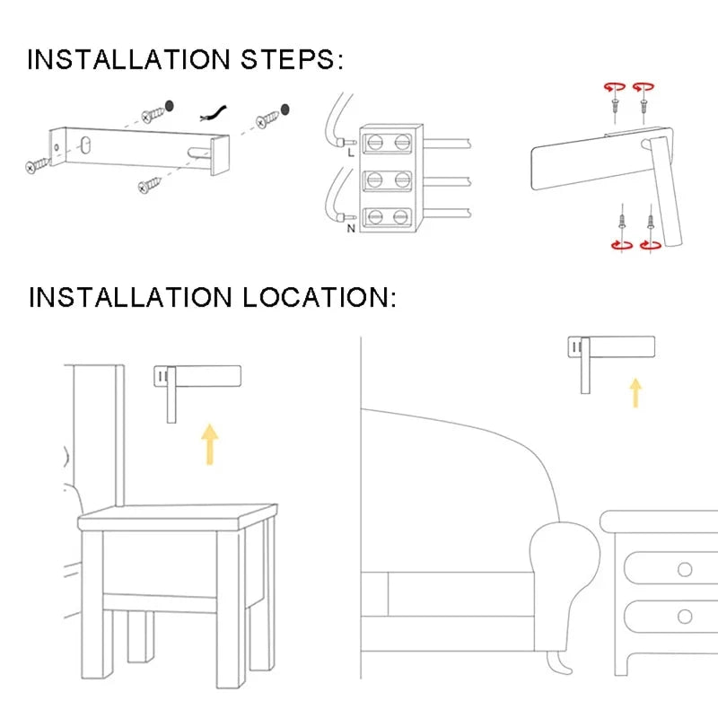 Wall Lamp Rotatable & Tiltable Head Dimmable Energy-Saving LED