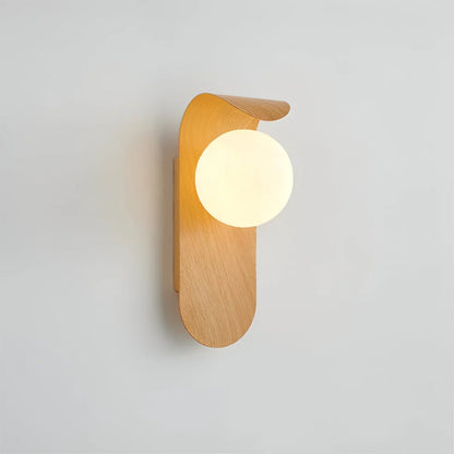 Wall Lamp Wooden Glass Globe Integrated LED