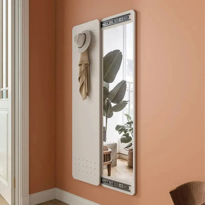 Wall Mirror Full-Length Hidden Hooks Wood Frame