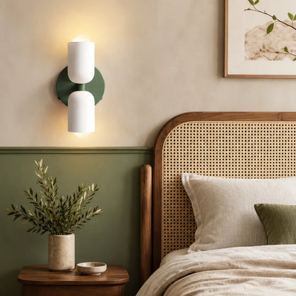 Wall Sconce Double Frosted Globes Plug-In & Hardwired
