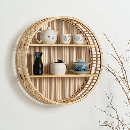 Wall Shelf Circular Bamboo Space-Saving