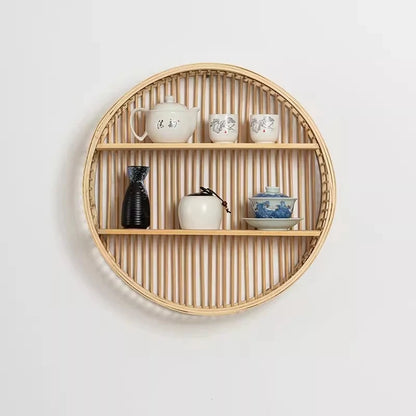Wall Shelf Circular Bamboo Space-Saving