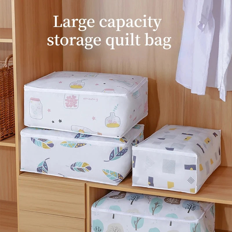 Wardrobe Storage Bag PEVA Large Capacity Zippered Quilt Pocket