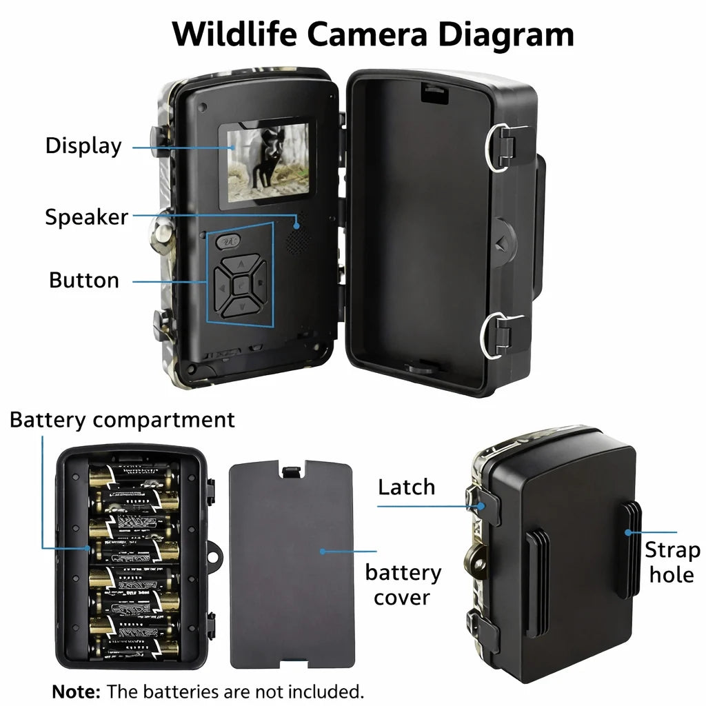Wildlife Camera No-Glow Night Vision Weatherproof 1080P HD