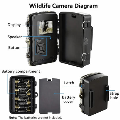 Wildlife Camera No-Glow Night Vision Weatherproof 1080P HD