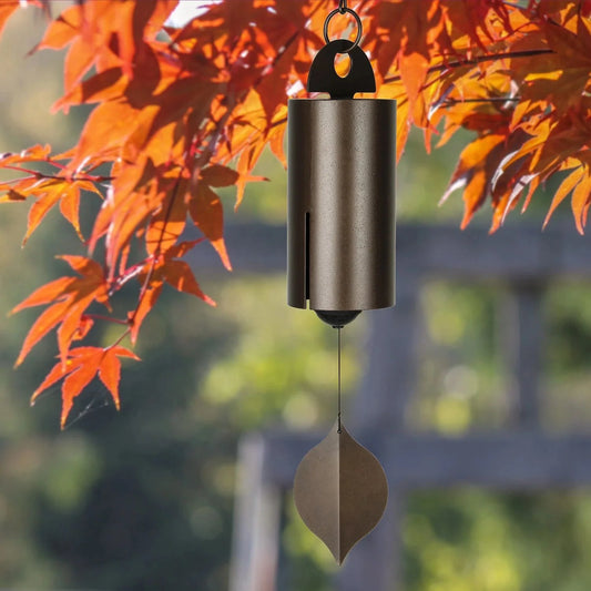 Wind Chime Weather-Resistant Cylindrical Design Leaf-Shaped Clapper