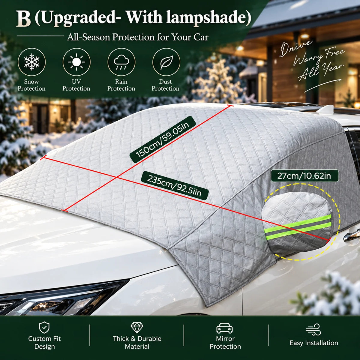 Windshield Cover Magnetic Aluminum Film All-Season