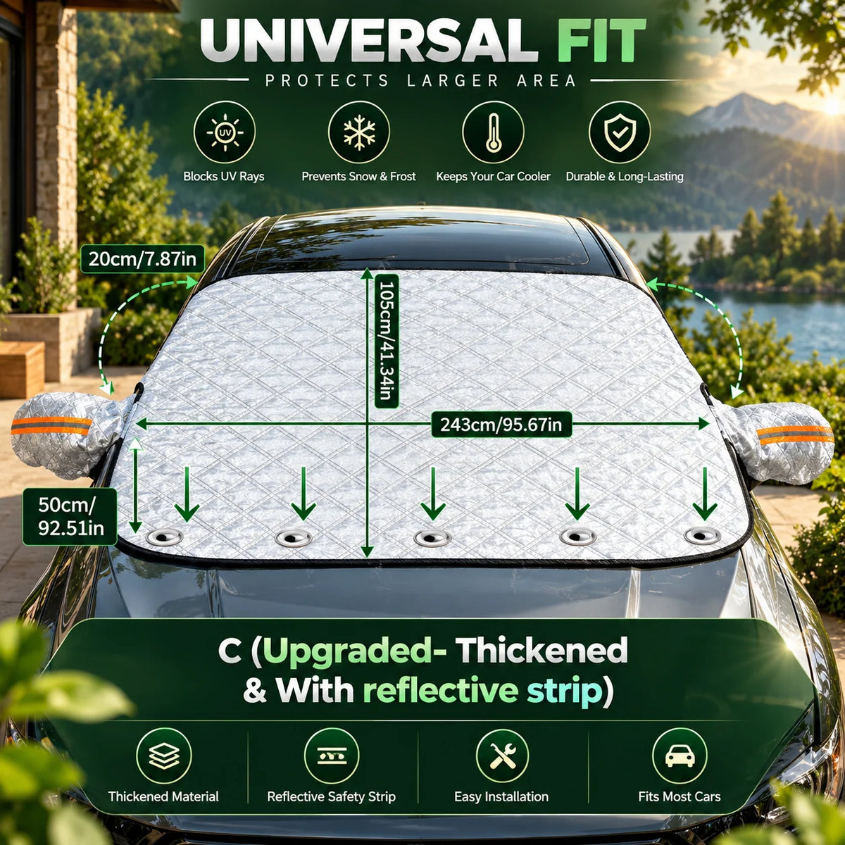 Windshield Cover Magnetic Aluminum Film All-Season
