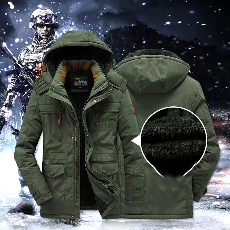 Winter Coat Mid-Length Hooded Detachable Fur Trim