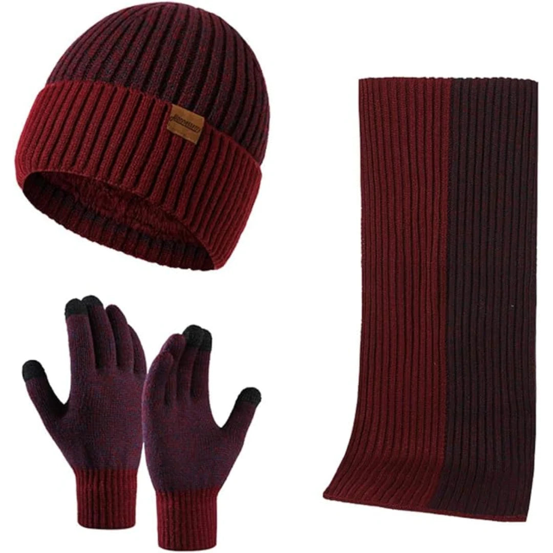 Winter Hat Scarf & Gloves Set Soft Knit Touchscreen