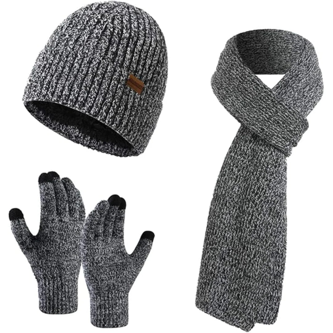 Winter Hat Scarf & Gloves Set Soft Knit Touchscreen