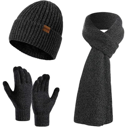 Winter Hat Scarf & Gloves Set Soft Knit Touchscreen