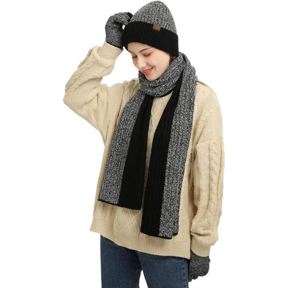 Winter Hat Scarf & Gloves Set Soft Knit Touchscreen